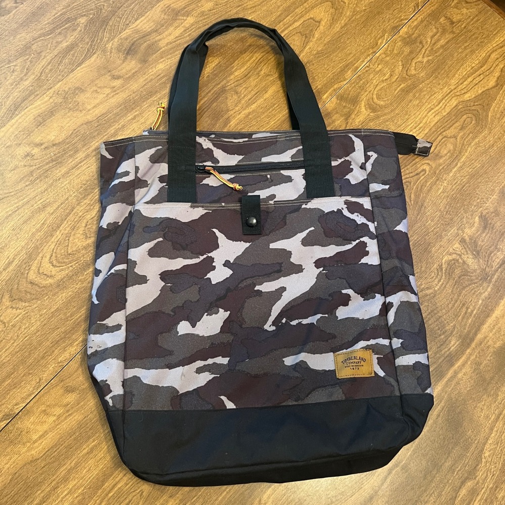 Timberland Camo Convertible Tote Backpack Bag Mens Womens Rare Sample Black Gray